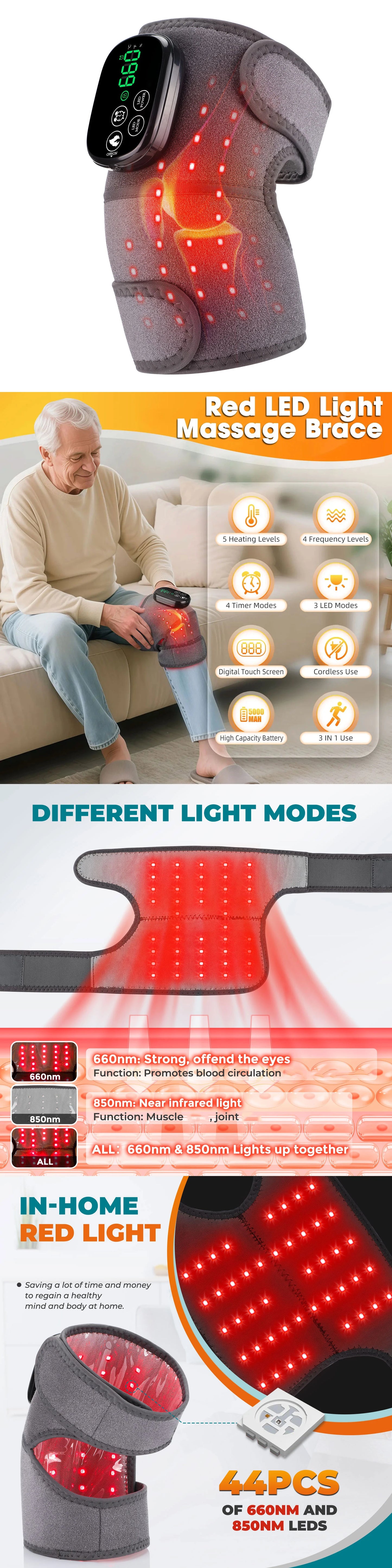 3-in-1 Electric Heated Knee Massager Pad with Vibration – Hot Compress for Shoulder, Elbow & Joint Muscle Relief