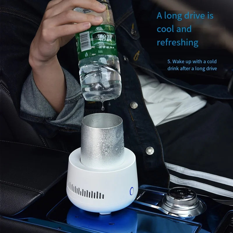 USB Mini Beverage Cooler Cup – Fast Cooling Mug for Soda, Beer, Water & Cans – Portable Drink Chiller for Car & Home Use