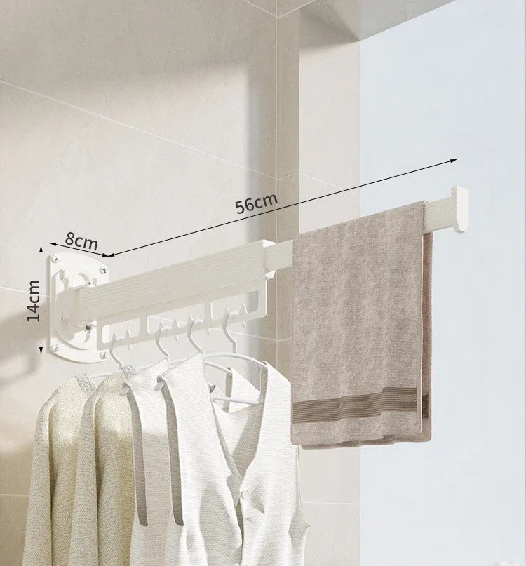 Wall-Mounted Folding Drying Rack – Retractable, No-Drill Indoor Clothes Hanger for Balcony or Laundry Room