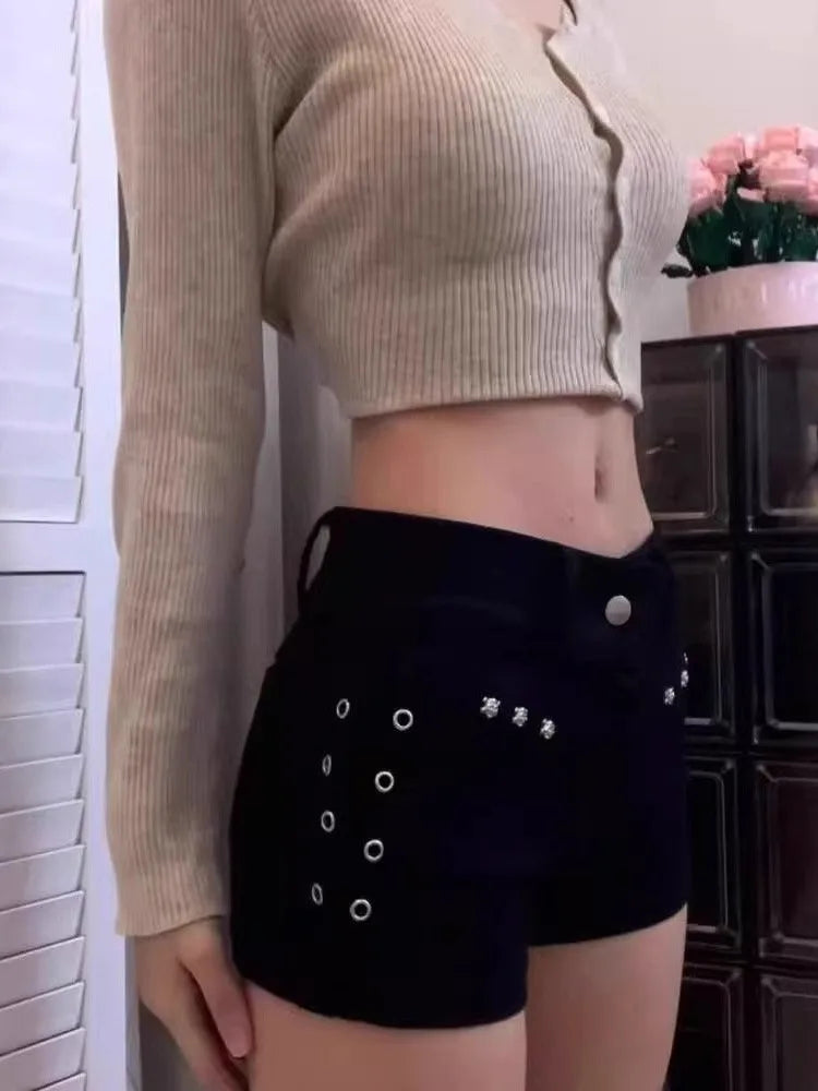 Y2K High-Waisted Denim Shorts – Edgy Gothic Streetwear for Women | Sexy & Trendy Summer Look