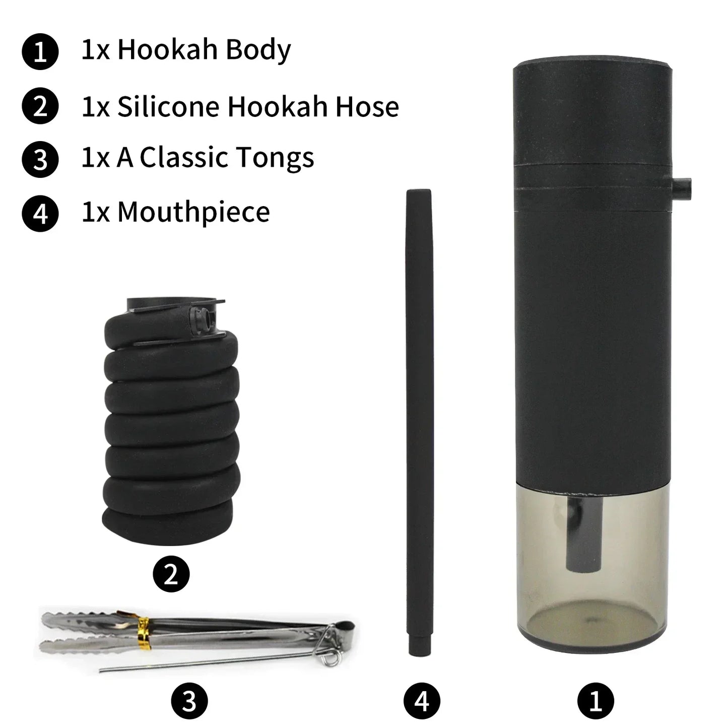 Portable Car Hookah Set with Ceramic Bowl, Acrylic Shisha Pipe & Hose – Travel-Friendly Chicha Smoking Accessory