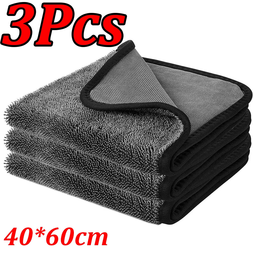 1–10Pcs Double-Sided Microfiber Car Cleaning Towels – Super Absorbent, Quick-Dry Cloths for Washing, Drying & Detailing