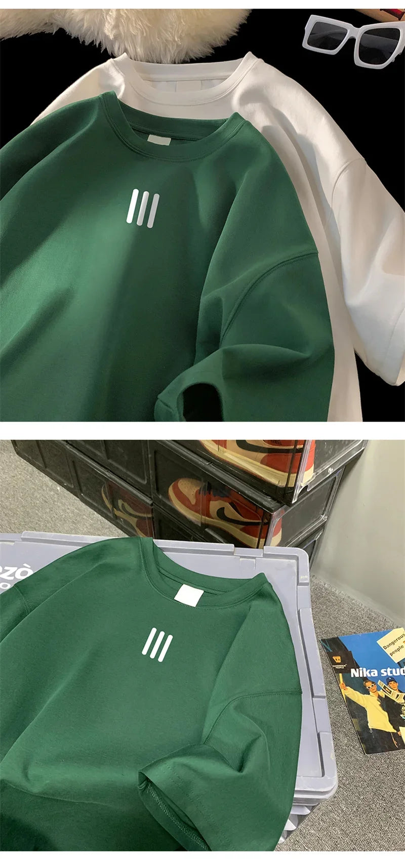 Men's Oversized Cotton T-Shirts – 2024 New Casual Summer Printed Tees, Fashionable and Comfortable, Available in White and 3XL Size.