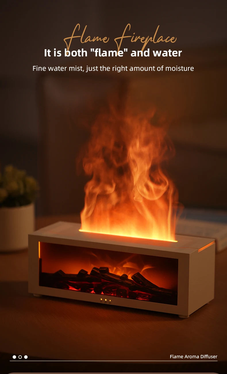3D Flame Essential Oil Diffuser with Colorful Fireplace Aromatherapy Humidifier and Remote Control