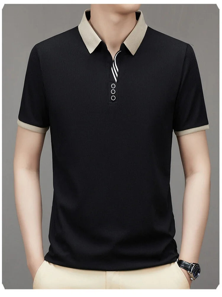 Men’s Classic Solid Short Sleeve Polo Shirt – Breathable Summer Top for Work and Casual Wear