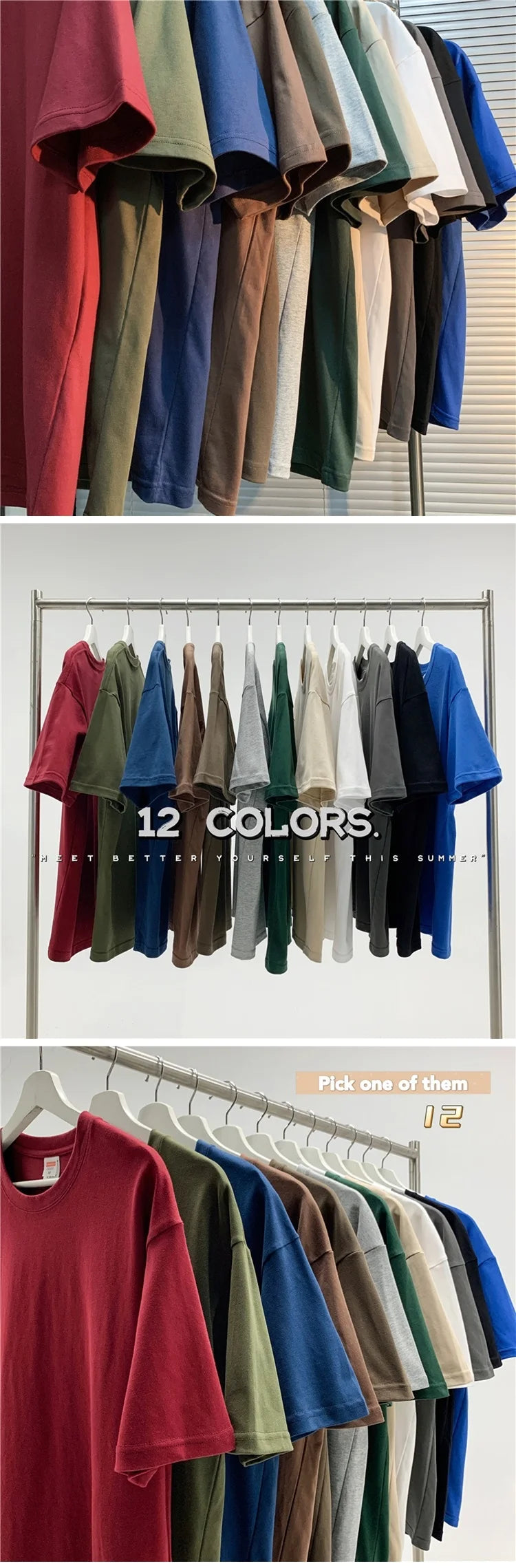 Unisex Oversized Heavyweight Cotton T-Shirt – 260gsm Basic Solid Color Hip-Hop Style Summer Tee
