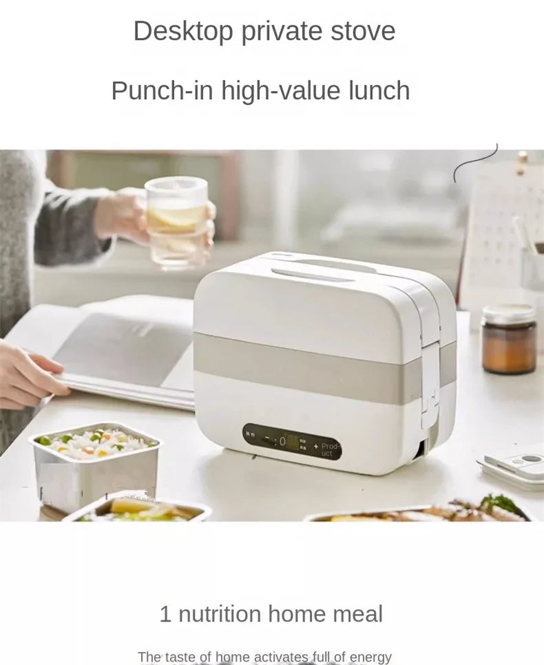 Portable Electric Lunch Box with Self-Heating, 220V Rice Cooker and Multi-Function Food Steamer