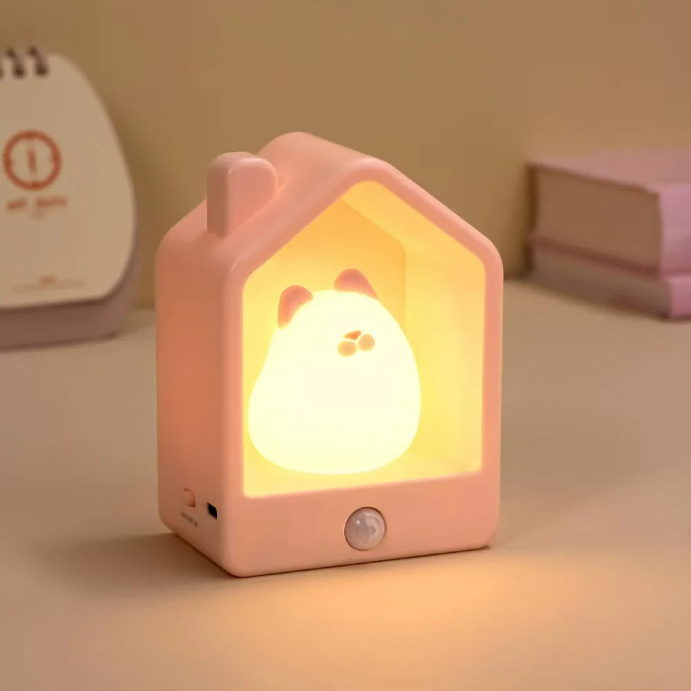 USB Rechargeable Silicone LED Night Light with Motion Sensor – Cute Animal Design for Kids' Bedroom or Nursery Wall