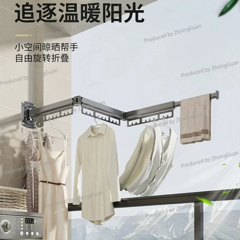 Wall-Mounted Folding Drying Rack – Retractable, No-Drill Indoor Clothes Hanger for Balcony or Laundry Room