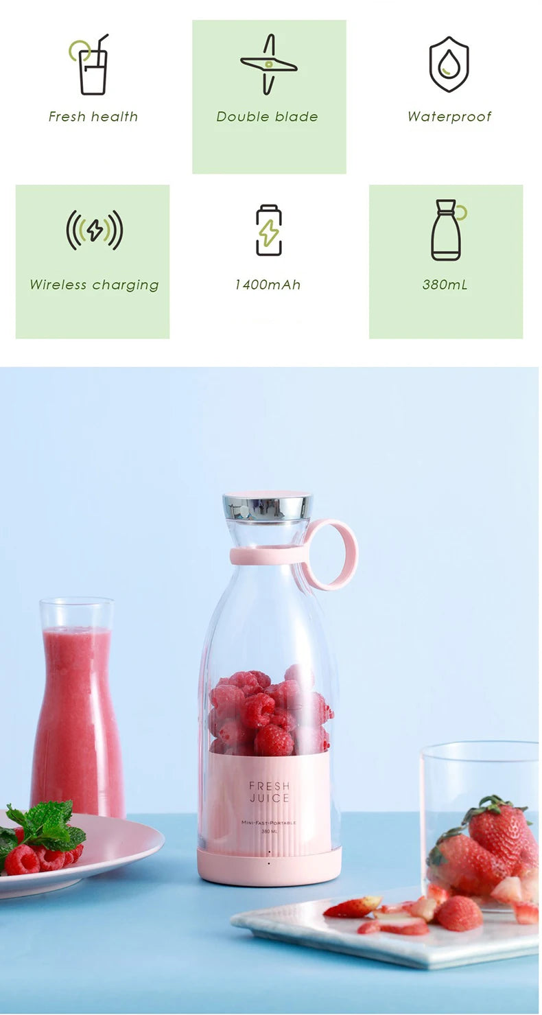 Portable Mini Electric Juicer Blender – USB Rechargeable Fruit Mixer & Multifunctional Smoothie Maker
