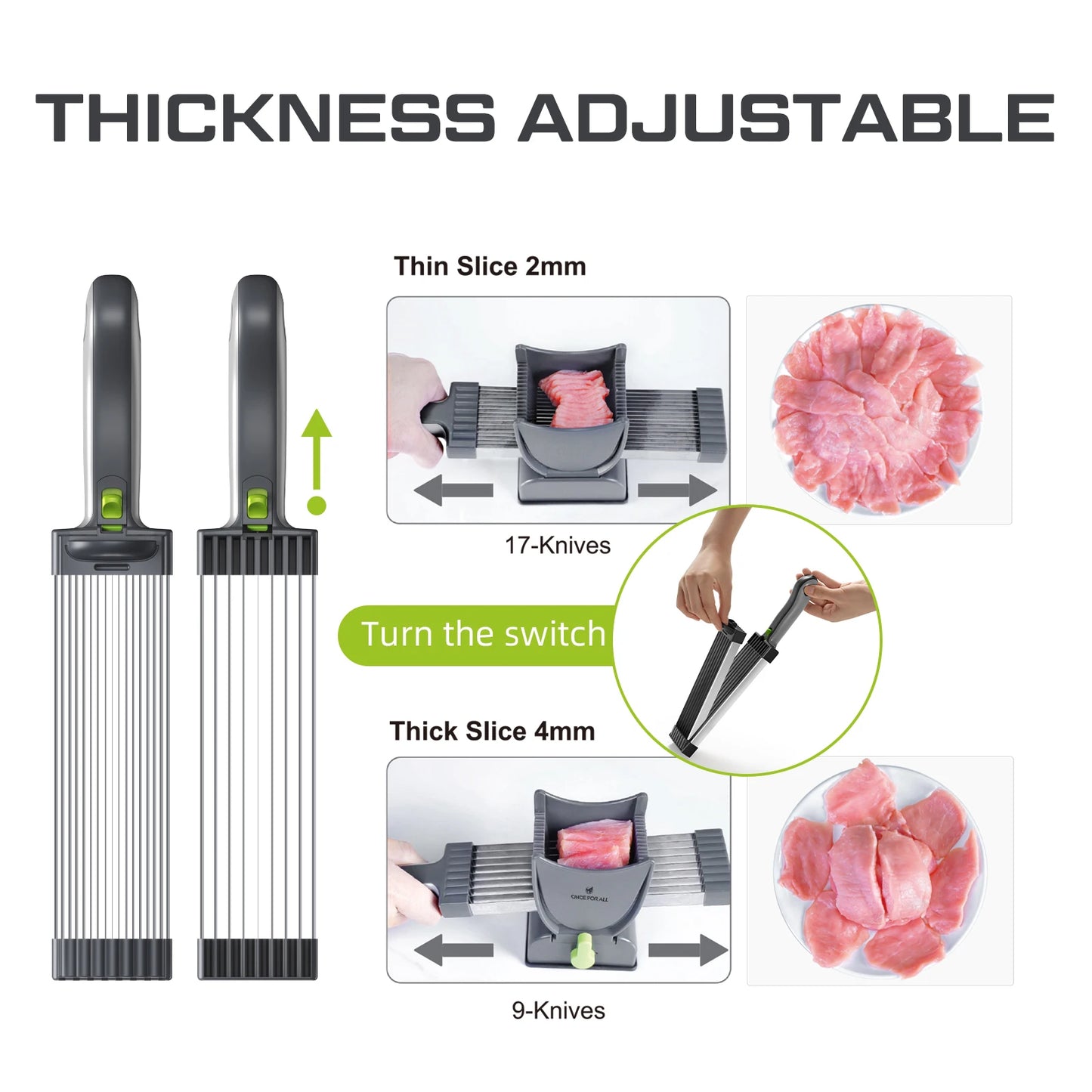 All-in-One Manual Stainless Steel Meat Slicer – Mini Cutter for Dicing, Slicing & Stripping Fresh Meat at Home