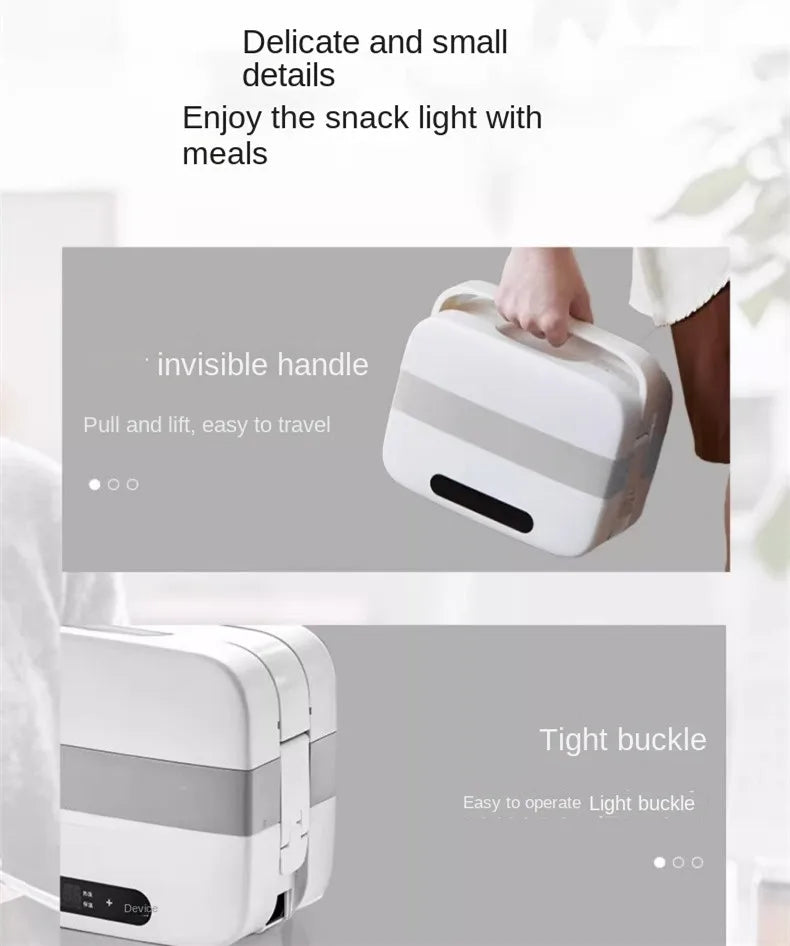 Portable Electric Lunch Box with Self-Heating, 220V Rice Cooker and Multi-Function Food Steamer