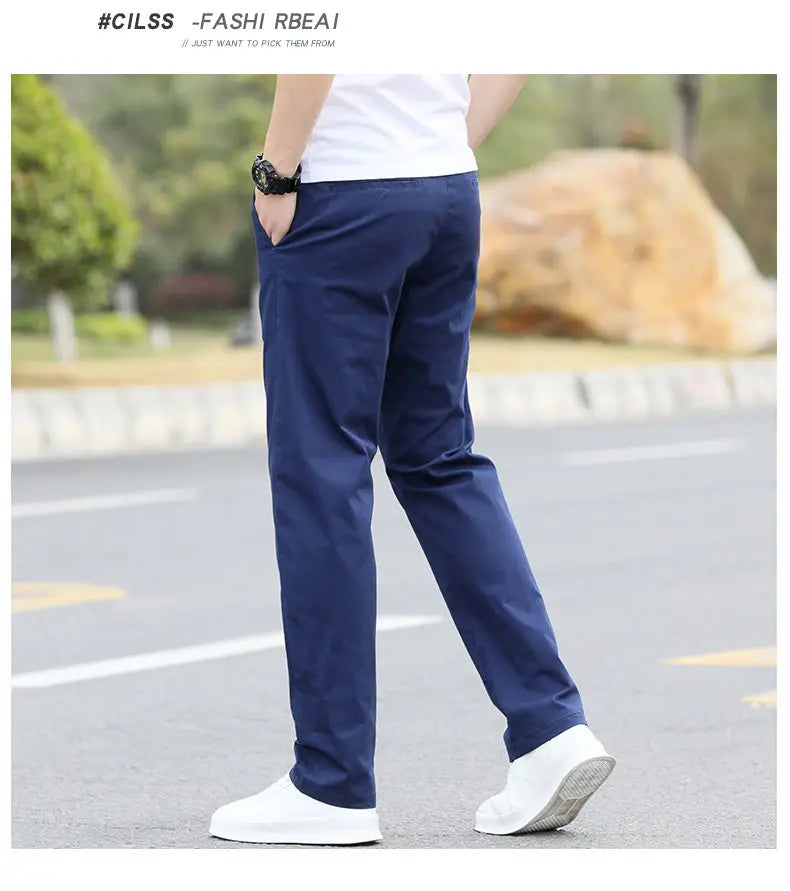 Men's Premium Cotton Chino Pants – Breathable Straight-Leg Casual Trousers (Waist Sizes 28 to 40)