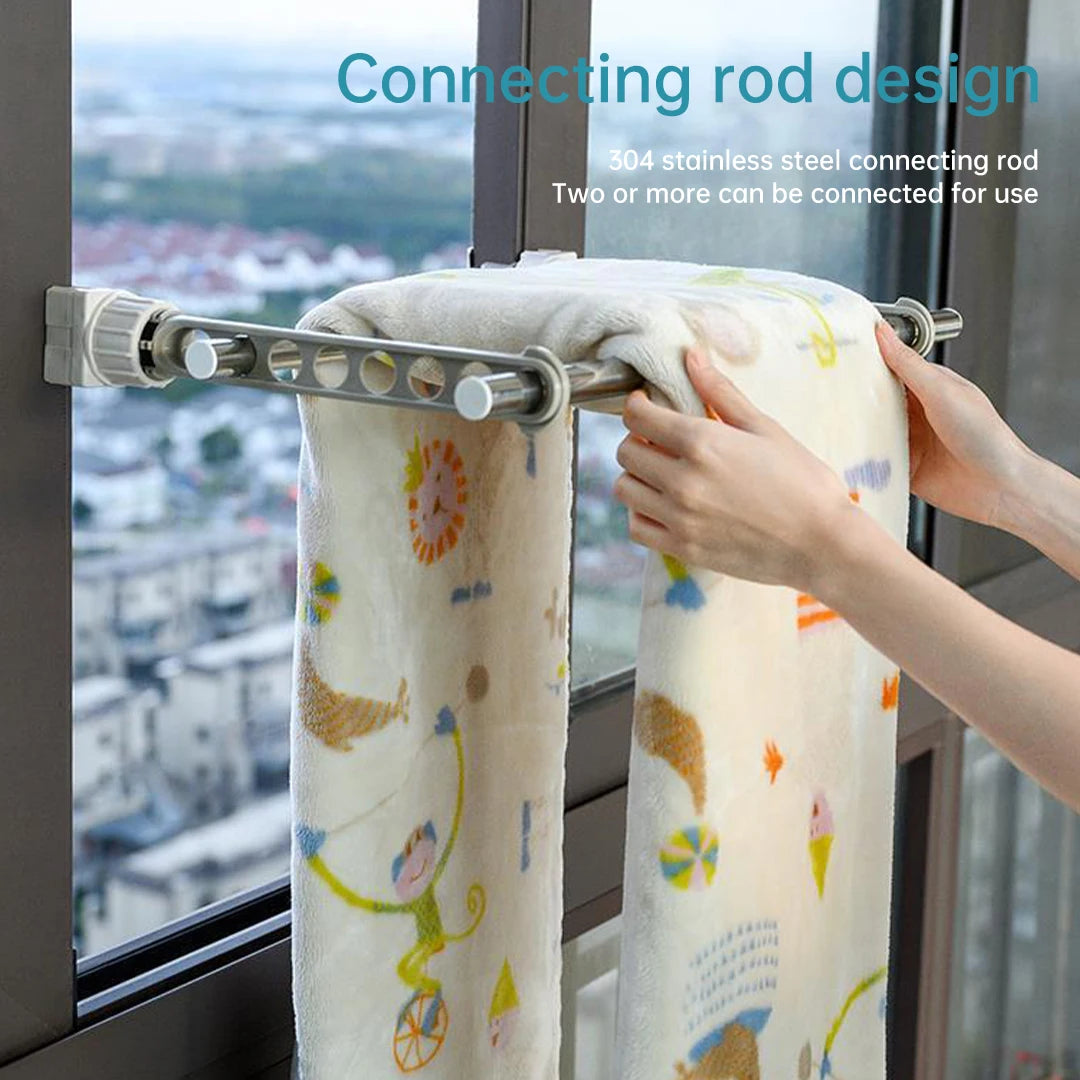 Wall-Mounted Clothes Drying Rack for Balcony & Bathroom – 8-Hole Space-Saving Indoor Laundry Hanger