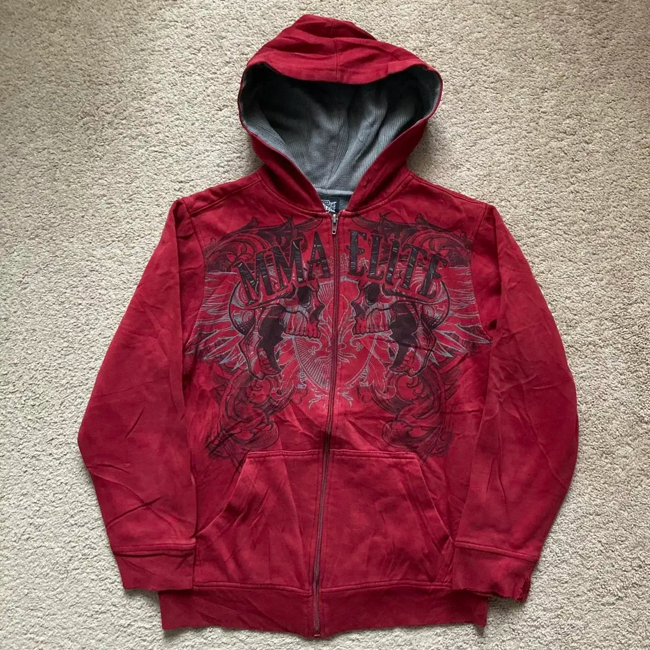 American Y2K-Inspired Oversized Padded Hoodie – Women's Streetwear Hip Hop Zip-Up Sweatshirt, Casual Punk Couple Style Outerwear