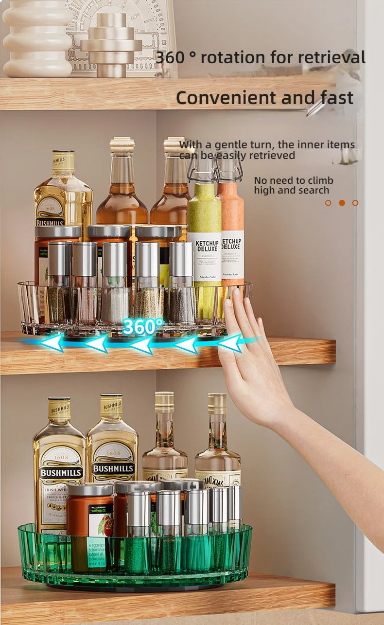 360° Rotatable Non-Slip Storage Rack for Kitchen and Bathroom — Spice, Cosmetic, and Cabinet Organizer Tray