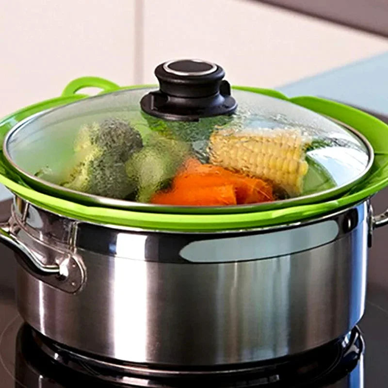 26CM Silicone Spill Stopper Lid – Heat-Resistant Cover for Pots and Pans, Multi-Purpose Microwave-Safe Kitchen Tool