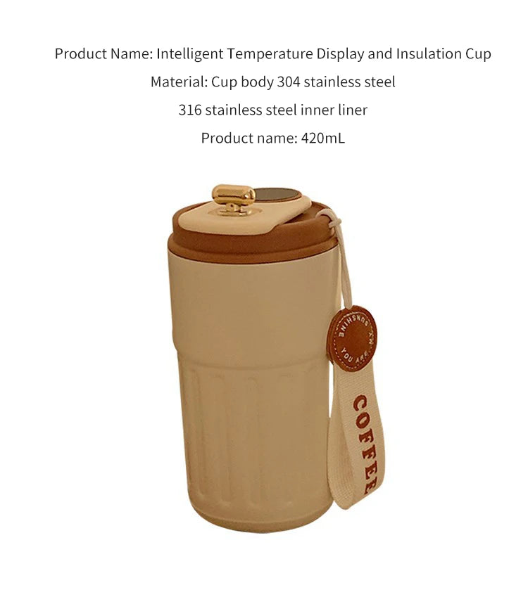 Smart Digital LED Temperature Display Thermos Bottle – 316 Stainless Steel Vacuum Coffee Mug, Portable Office & Business Cup