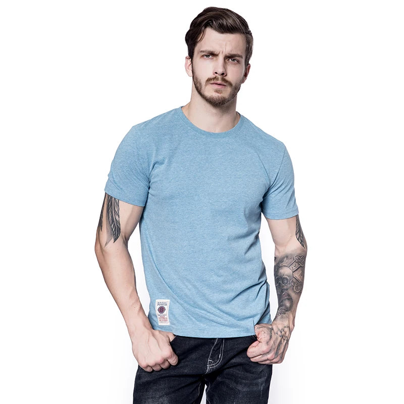 Men’s Classic Solid Color Cotton T-Shirt – Summer 2023 Collection | Casual O-Neck Basic Tee – High-Quality White & Black Short Sleeve Top