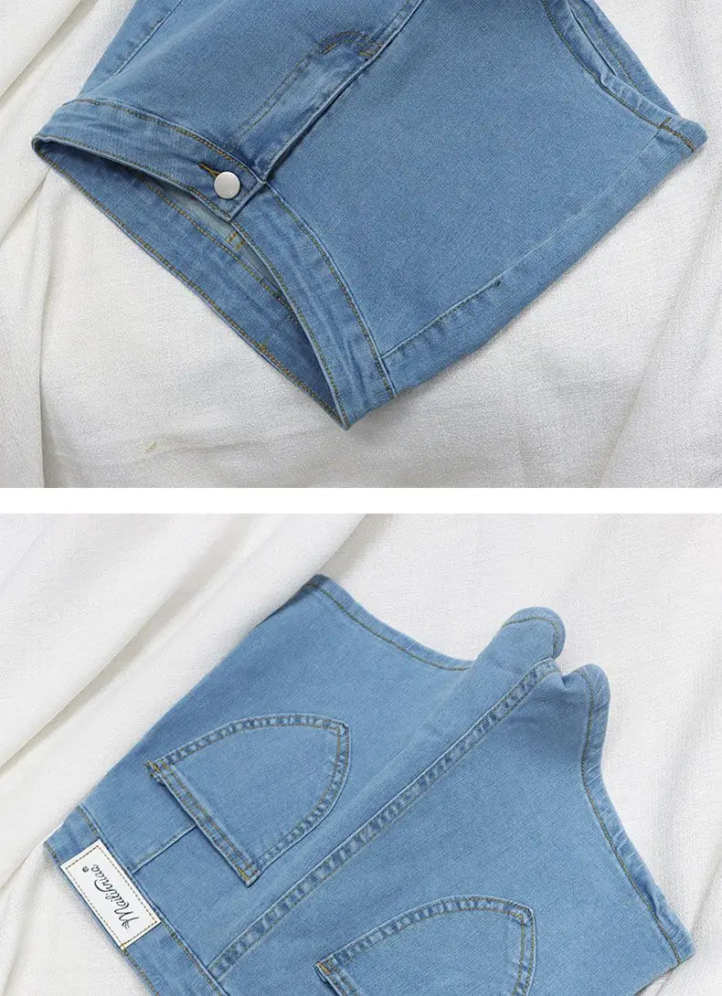 Trendy Slim Fit Women's Shorts – Solid Color, Retro-Inspired Summer Streetwear in 3 Colors