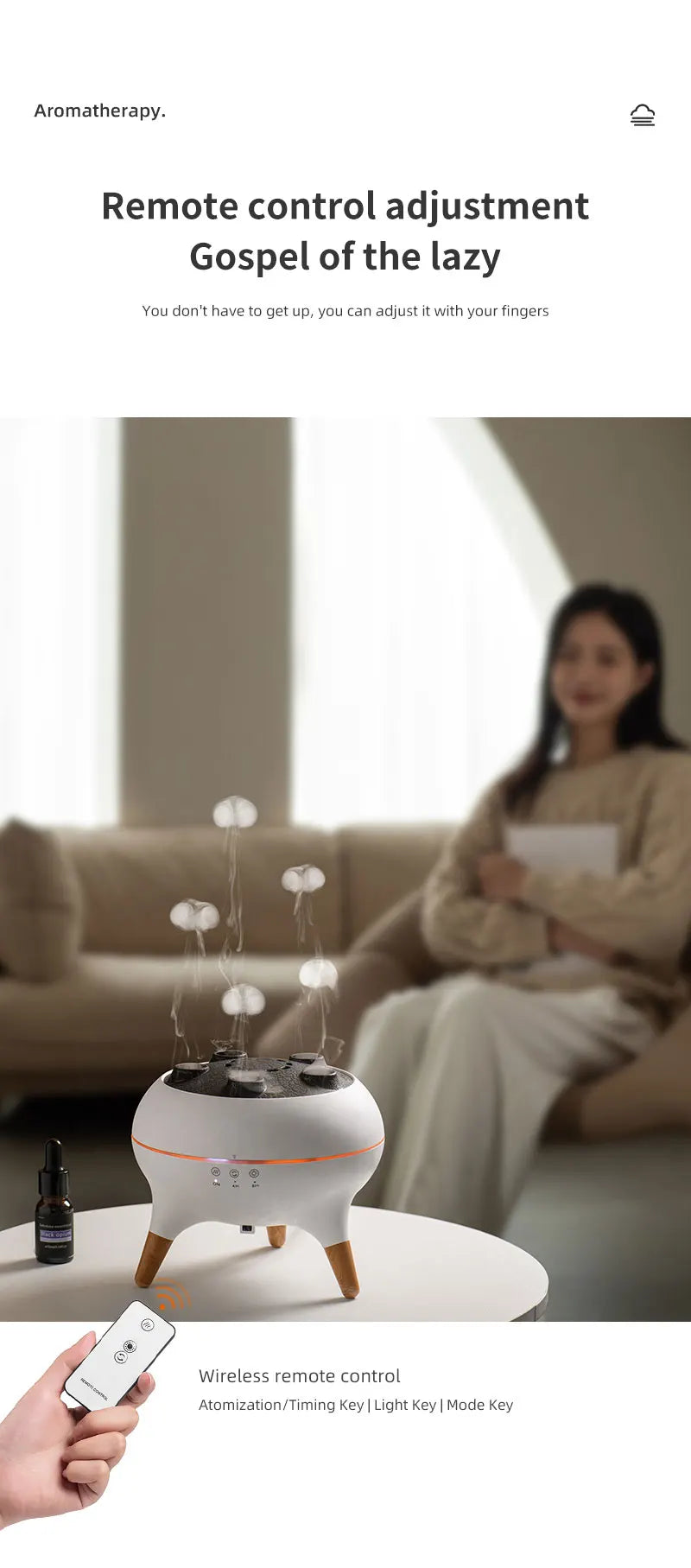 Creative Jellyfish-Shaped Ultrasonic Aroma Humidifier with Remote Control – Essential Oil Diffuser & Mist Maker