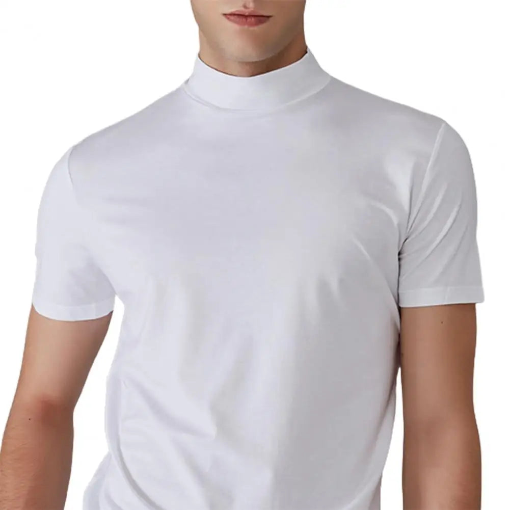 Men’s Slim Fit Half-High Collar Quick-Dry T-Shirt – Short Sleeve Lightweight Summer Sports Tee
