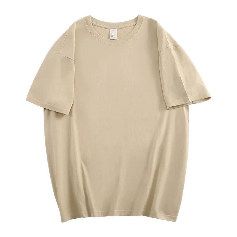 Unisex 100% Cotton Summer T-Shirt – Casual Loose Fit, Breathable Solid Color Tee for Men & Women