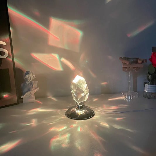 Luxury Crystal Diamond Night Lamp – USB Rechargeable with Remote Control, Romantic LED Projector for Bedside & Home Décor