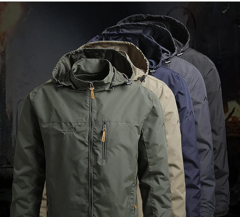 Men's Waterproof Hooded Windbreaker – Casual Outdoor Jacket for Hiking, Camping, and Fishing
