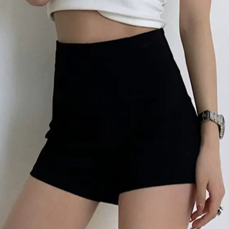 Women's Slim Fit Black Shorts – Korean Streetwear Style, High Elasticity, Clubwear & Casual Fashion for Autumn