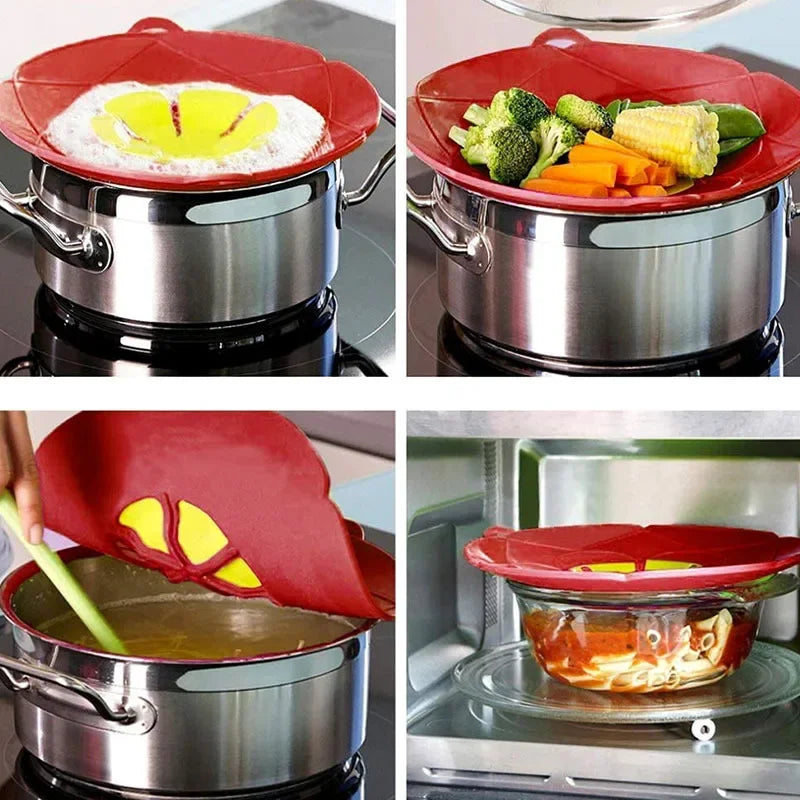 26CM Silicone Spill Stopper Lid – Heat-Resistant Cover for Pots and Pans, Multi-Purpose Microwave-Safe Kitchen Tool