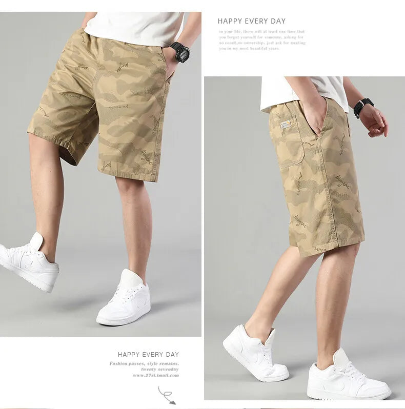 Men’s Relaxed Fit Sweat Shorts – Elastic Waist Cotton Cargo Gym Shorts with Drawstring, Casual and Comfortable