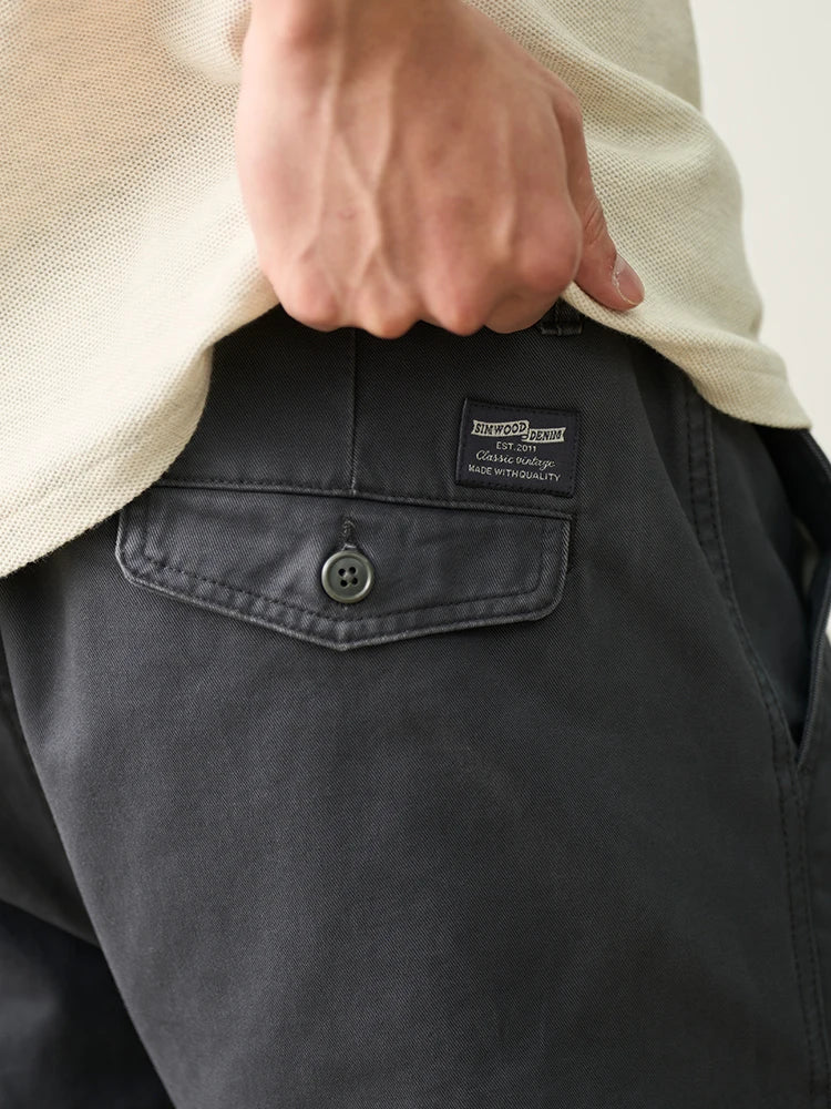 SIMWOOD Men’s Straight-Leg Chino Pants – 2025 Autumn Collection, 320gsm Washed Fabric, Plus Sizes Available