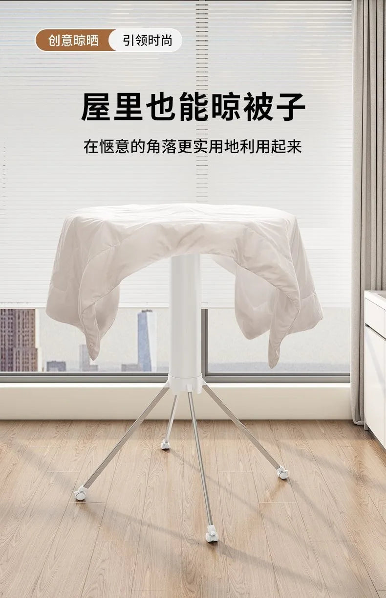 Compact Double-Layer Folding Drying Rack for Floor-to-Ceiling Balcony Use