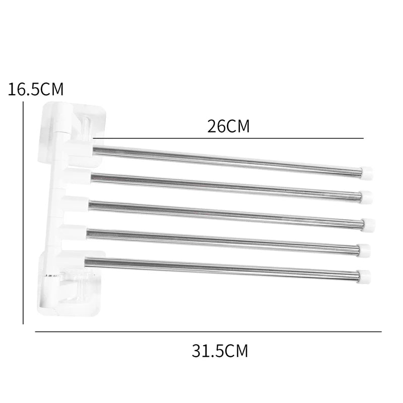 Rotating Bathroom Towel Rack – Punch-Free Wall-Mounted Stainless Steel Organizer with Suction Cup