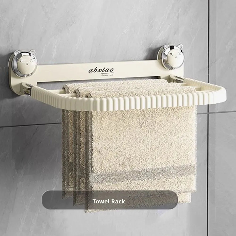 Rotating Suction Cup Folding Drying Rack with 27 Windproof Clips – Wall-Mounted Clothes Hanger for Socks, Towels, Balcony Use