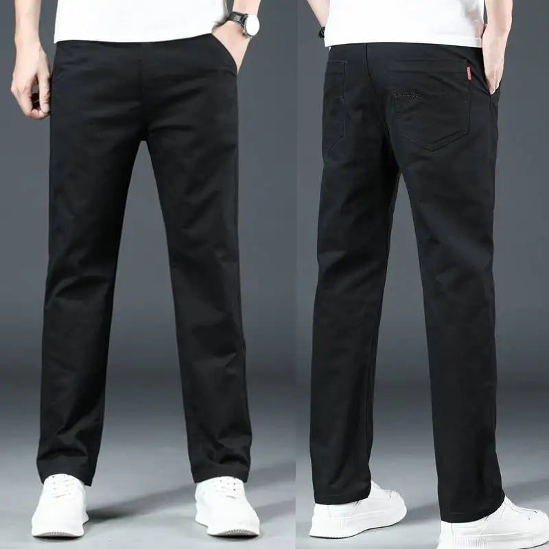 Men's Spring Loose-Fit Cotton Work Trousers – Durable Outdoor Straight-Leg Casual Business Pants 