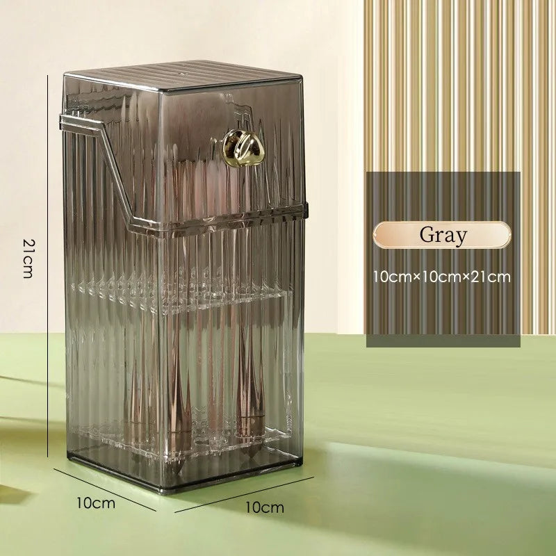 Dustproof Makeup Organizer Box – Lipstick, Brush, Skincare & Palette Storage for Desktop Use