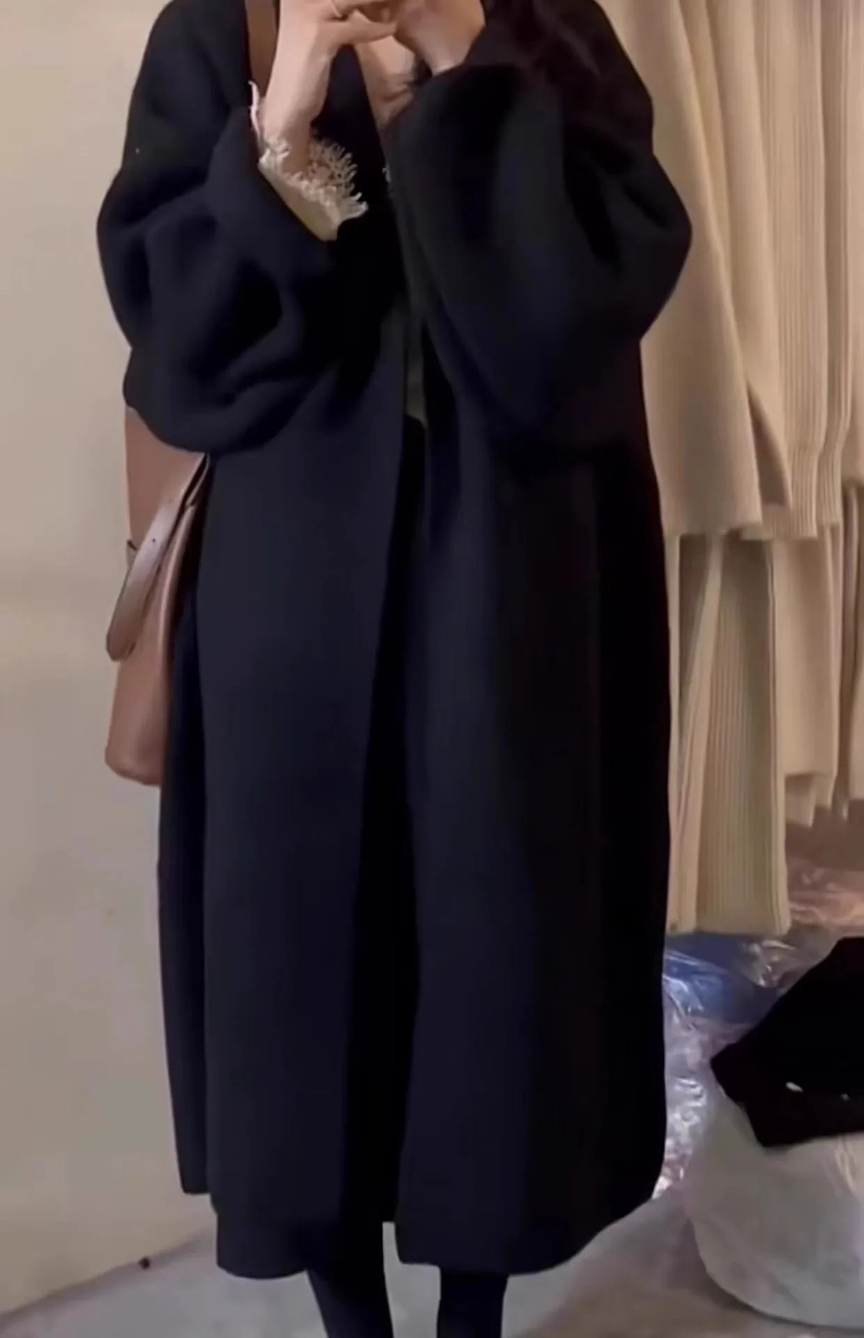 2024 Women's V-Neck Knit Cardigan – Long Sleeve Open Front Sweater, Loose Fit Solid Color Winter Outerwear