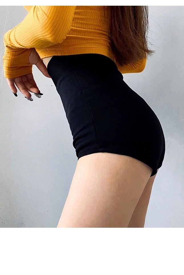 Women's High-Waist Black Shorts – Slim Fit Solid Color Summer Bottoms for Dance, Club, K-pop, and Streetwear Style (Up to 5XL)