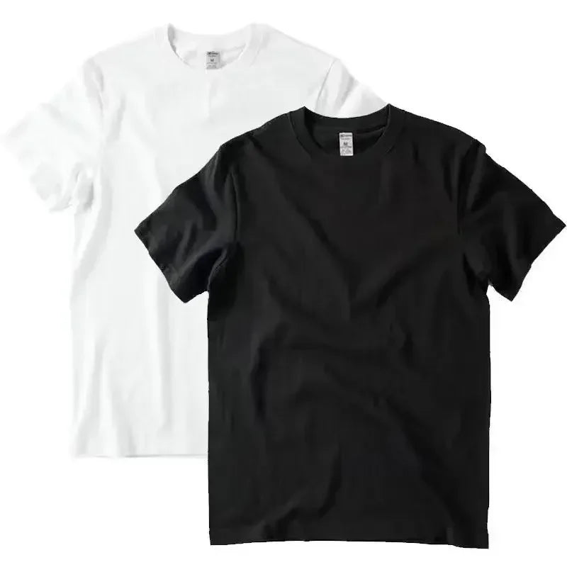2-Pack Basic Solid Color T-Shirts for Men and Women, 100% Cotton, White and Black, Loose Fit, Short Sleeve, O-Neck, Perfect Couple Tops