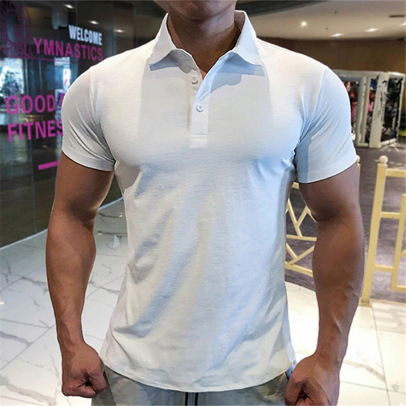 Men’s Slim Fit Polo Shirt – Quick Dry Solid Color Short Sleeve Sports Tee for Spring & Summer