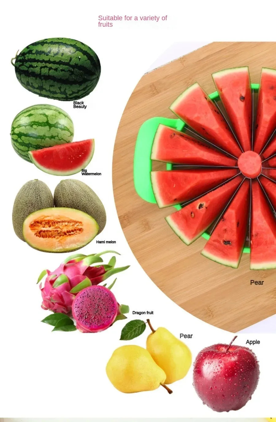 1 or 2 Pcs Stainless Steel Watermelon Slicer – Heavy-Duty Fruit Cutter for Hami Melon & Large Fruits