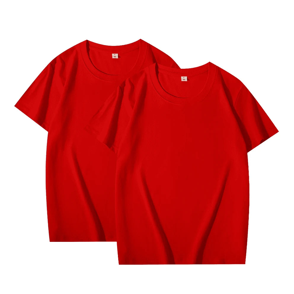 2-Pack Basic Solid Color T-Shirts for Men and Women, 100% Cotton, White and Black, Loose Fit, Short Sleeve, O-Neck, Perfect Couple Tops