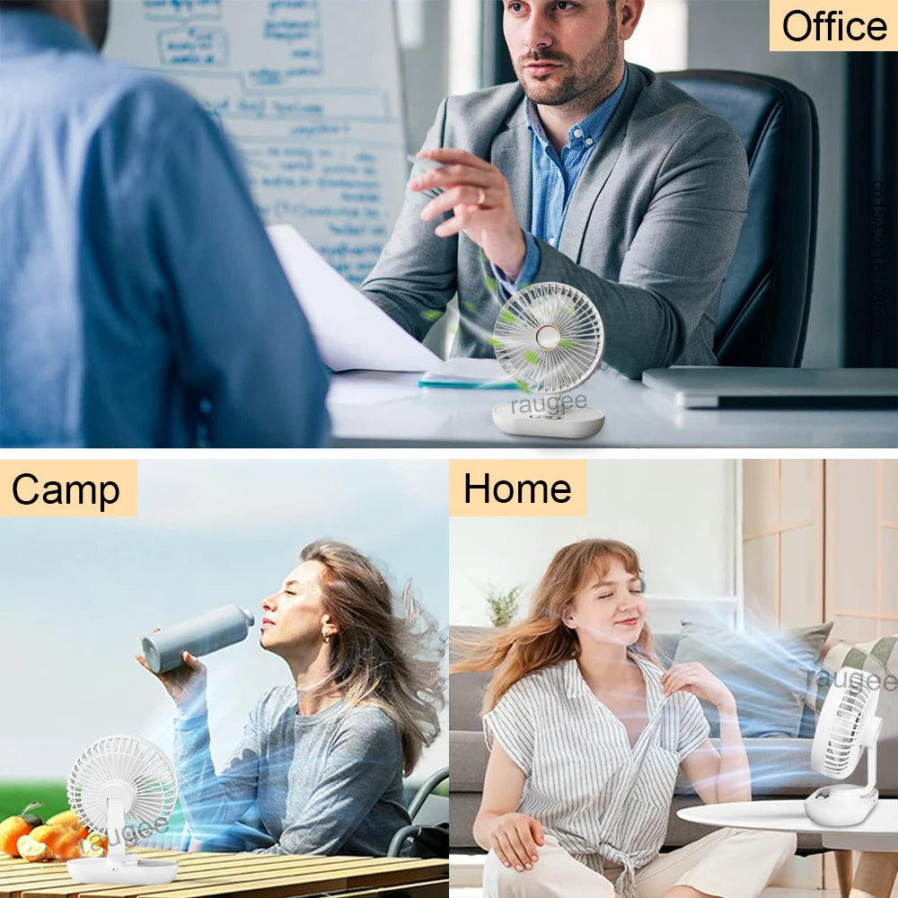 Compact USB Rechargeable Desk Fan with Digital Display – Small Portable Air Circulator for Desktop Use