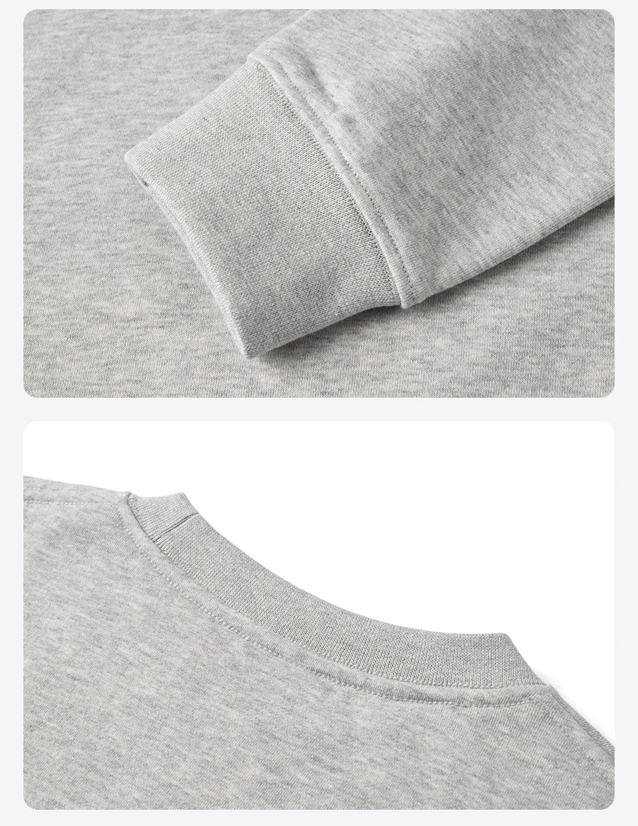 SIMWOOD 2025 Oversized 340gsm Brushed Fleece Sweatshirt – Embroidered Heavy-weight Pullover for Men