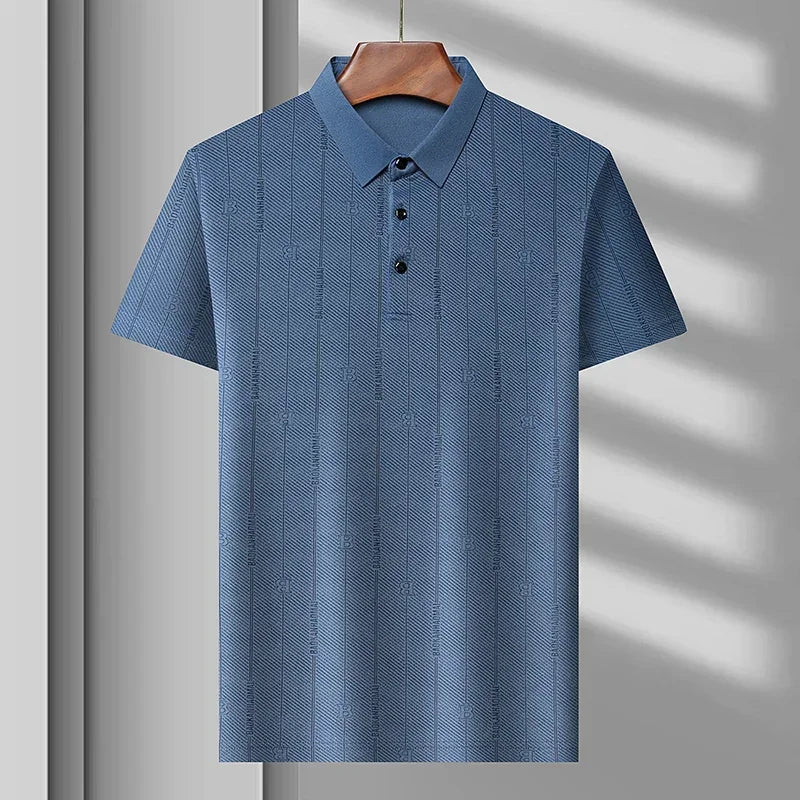 Men’s Breathable Ice Silk Polo Shirt – Seamless Short Sleeve Business Casual Summer Top