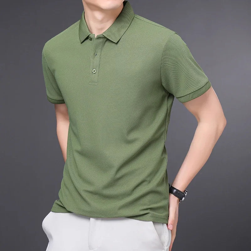 Men's Plain Short-Sleeve Polo Shirt – Summer Casual & Business Wear, Lightweight and Comfortable