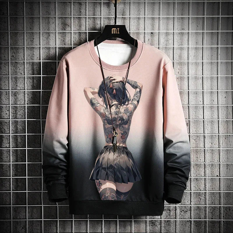 3D Printed Anime Character Long Sleeve T-Shirts for Men – Autumn Oversized O-Neck Sportswear Pullover