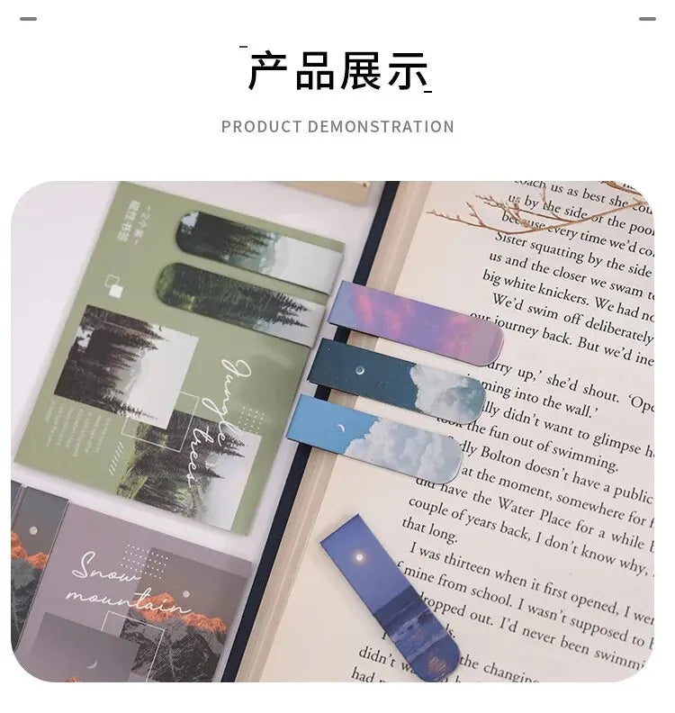 2pcs Magnetic Forest-Themed Bookmarks – Landscape Design for Book Lovers & Readers